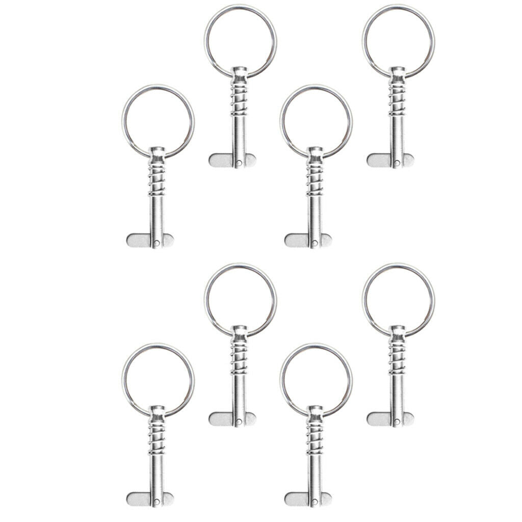 8 Pieces Boat Bimini Top Frame Quick Release Spring Pins 1/4 with Pull Ring Acce