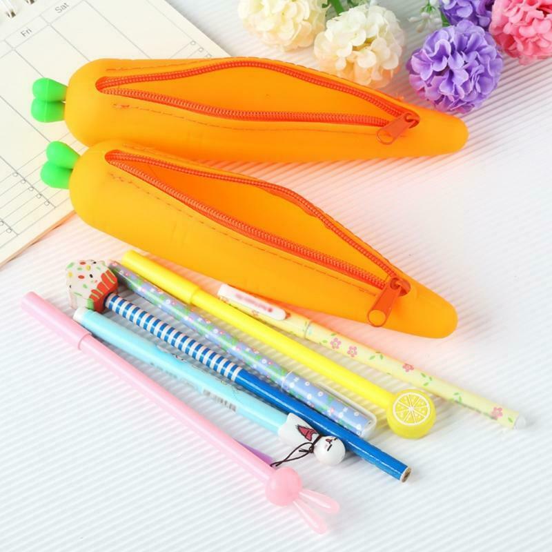 1pc Novelty Silicone Pen Bag Creative Realistic Carrot Party Favors Supplies