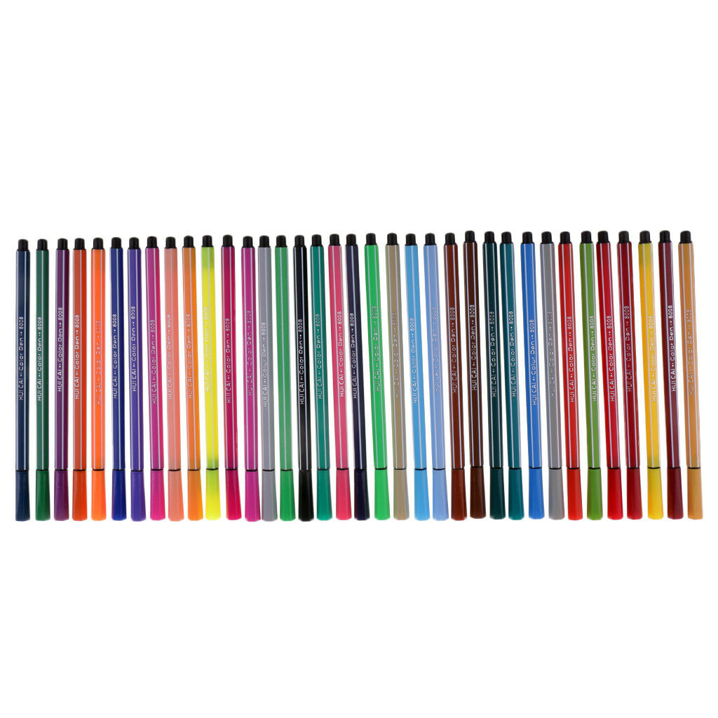 36 Pieces Fibre Felt Tip Coloring Pen Washable Ink for Kids Drawing Graffiti