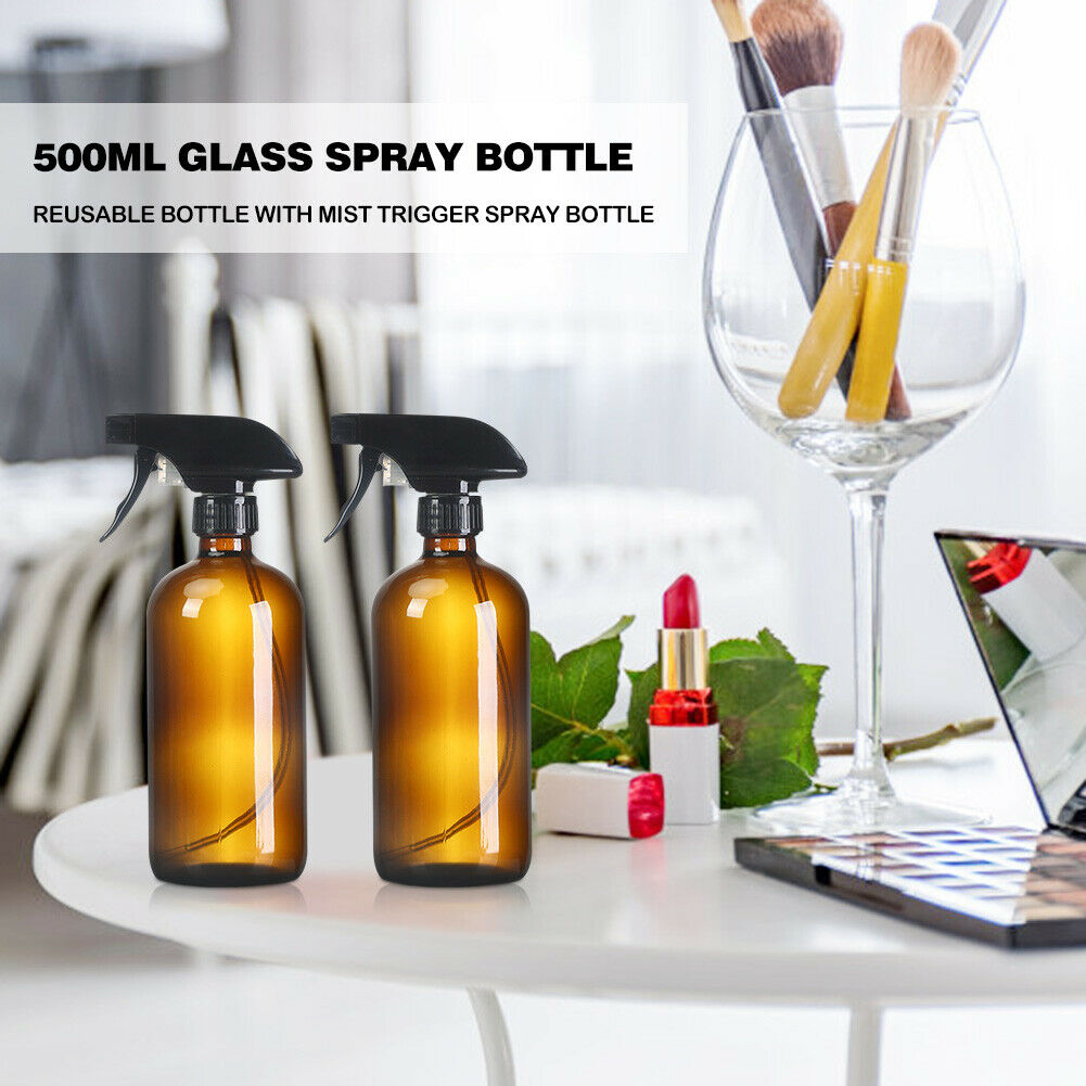 500ml Glass Spray Bottle with Mist Trigger Reusable Essential Oil Container @