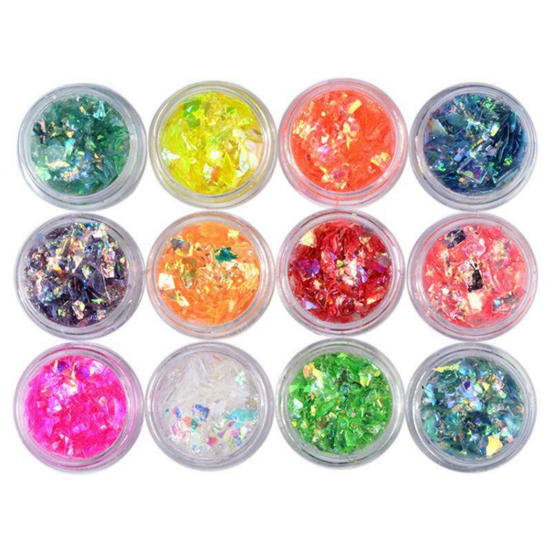 12 box/set Manicure Shell Cellophane Colorful Candy Aurora Papers Hard Epoxy