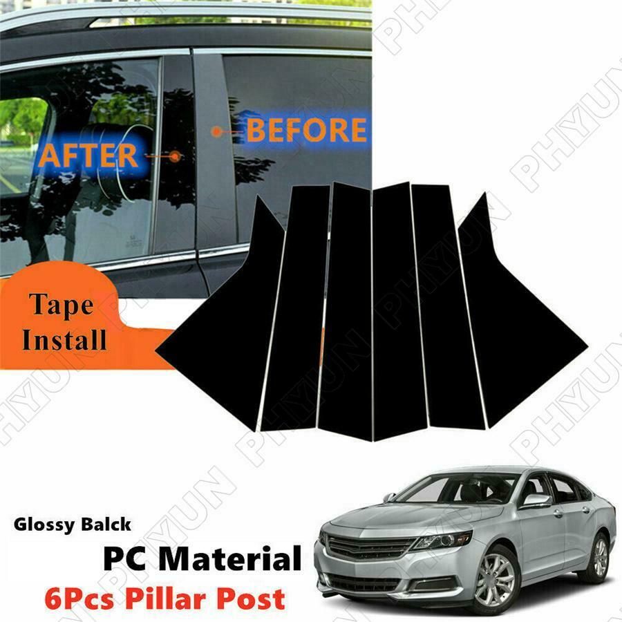 For 2014-2020 Chevrolet Impala Body Pillar Posts Door Window Trim Black 6Pcs