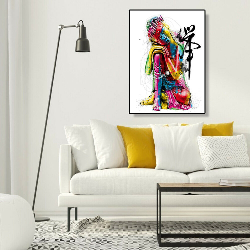 Painting By Numbers Kit DIY Buddha Statue Canvas Oil Art Picture Home Decor @