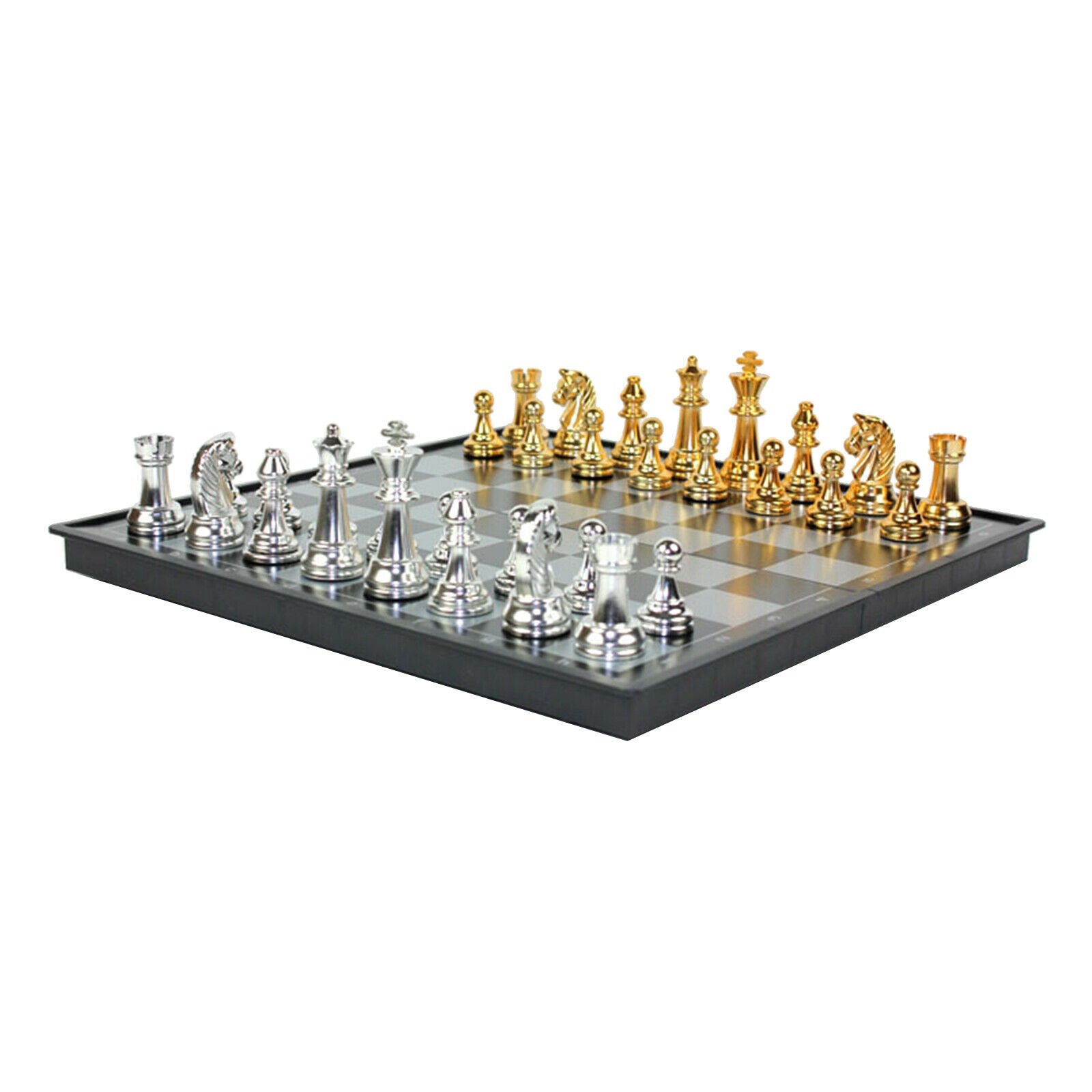 Travel Chess Set with Folding Magnetic Chess Board Metal Chess Pieces 32cm