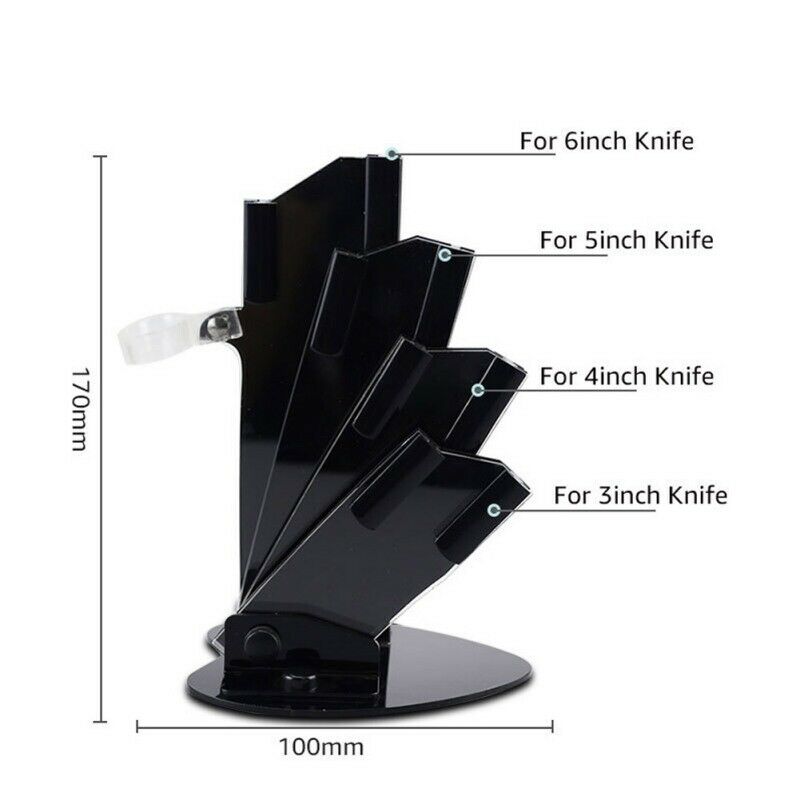 Unique Fan Shape K-nife Acrylic Holder Stand Rack Container Kitchen Organizer