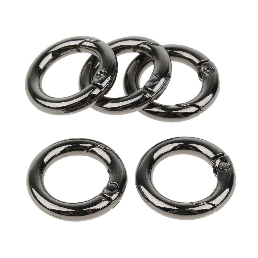 5pcs Round Carabiners Camping Spring Snap Clip Keychain Holder Black 10mm