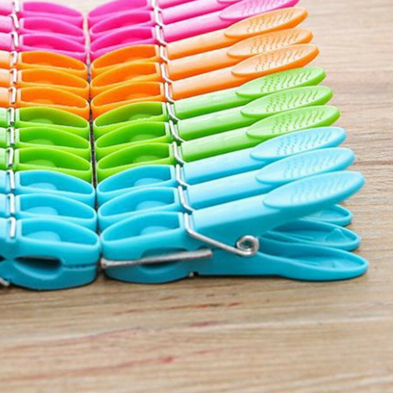 24pcs Plastic Clothes Pins Cloths Clips Pegs Towel Pins Storage Supplies
