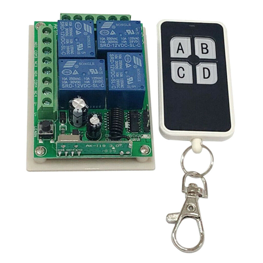 4Channel DC12V Wireless Relay Switch Module with 4-Button Remote Control #19