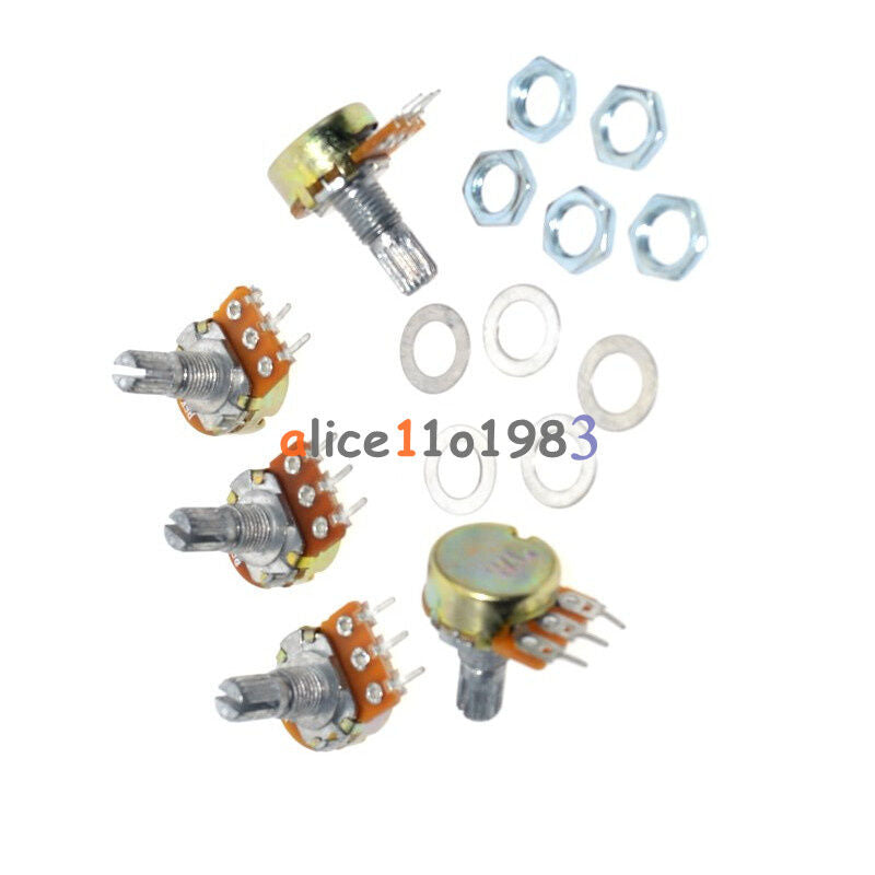 10PCS B20K OHM Linear Taper Rotary Potentiometer 15MM Shaft 3 Pin with Nuts