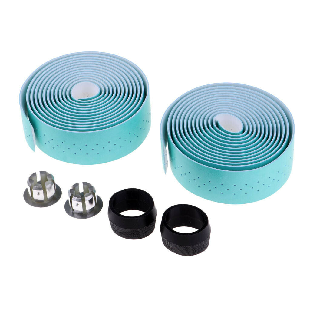 Road Bike Bicycles Non-Slip Handlebar Ribbon Tapes Bar Plugs Accessory Blue