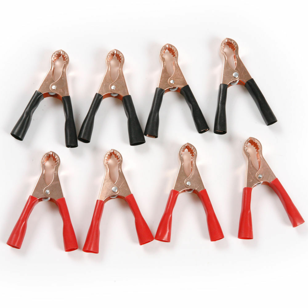 8Pcs 50A Car Insulated Alligator Clips Battery Clamps Crocodile Clip Red+Black