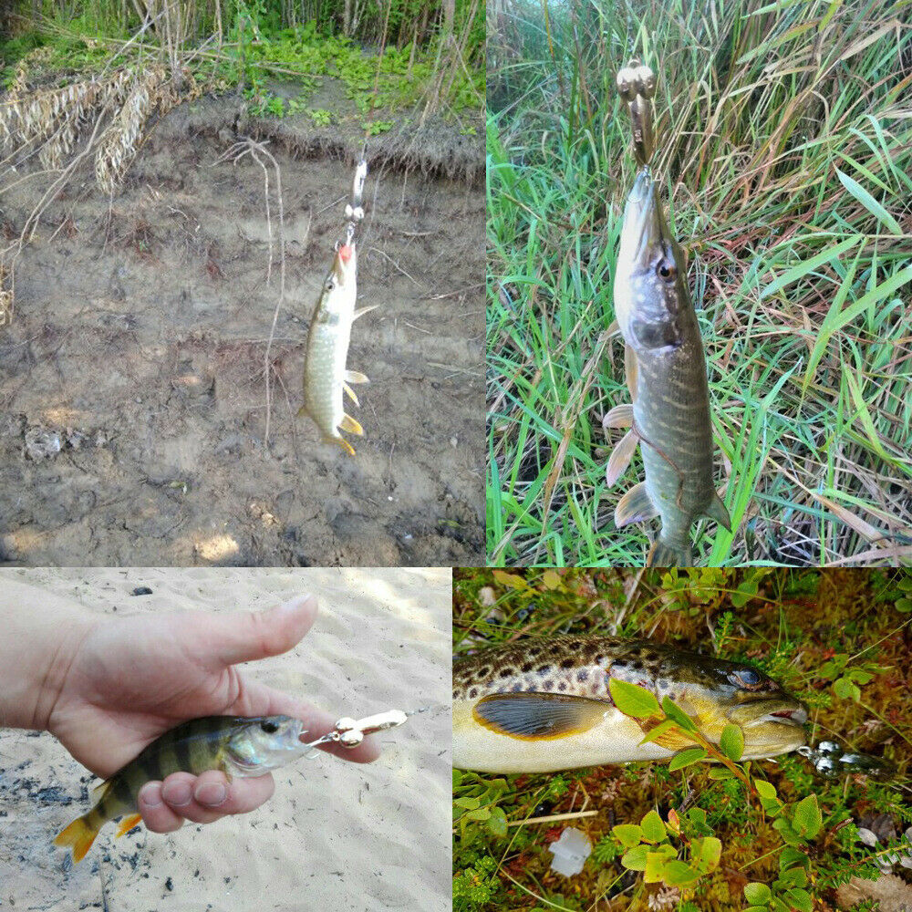 Pack of 4 Fish Lures Bass Funny Tackle Hooks  Metal