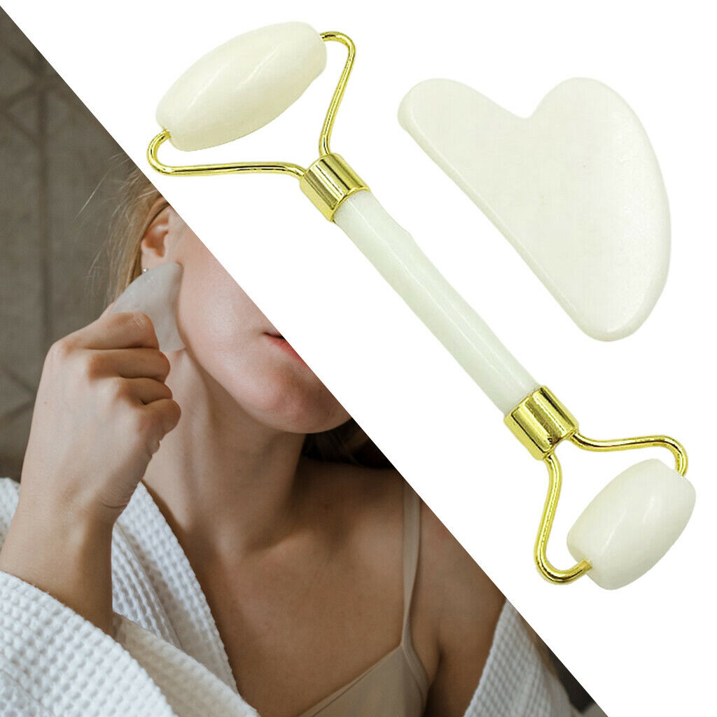 Face Lifting Jade Stone Roller Massager Guasha Tool Kit for Face Eye Neck