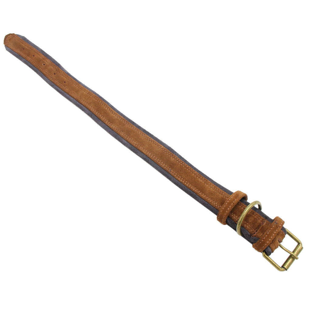 Traditional Brown/Red/Blue Adjustable Leather Pet Dog Collar Brown