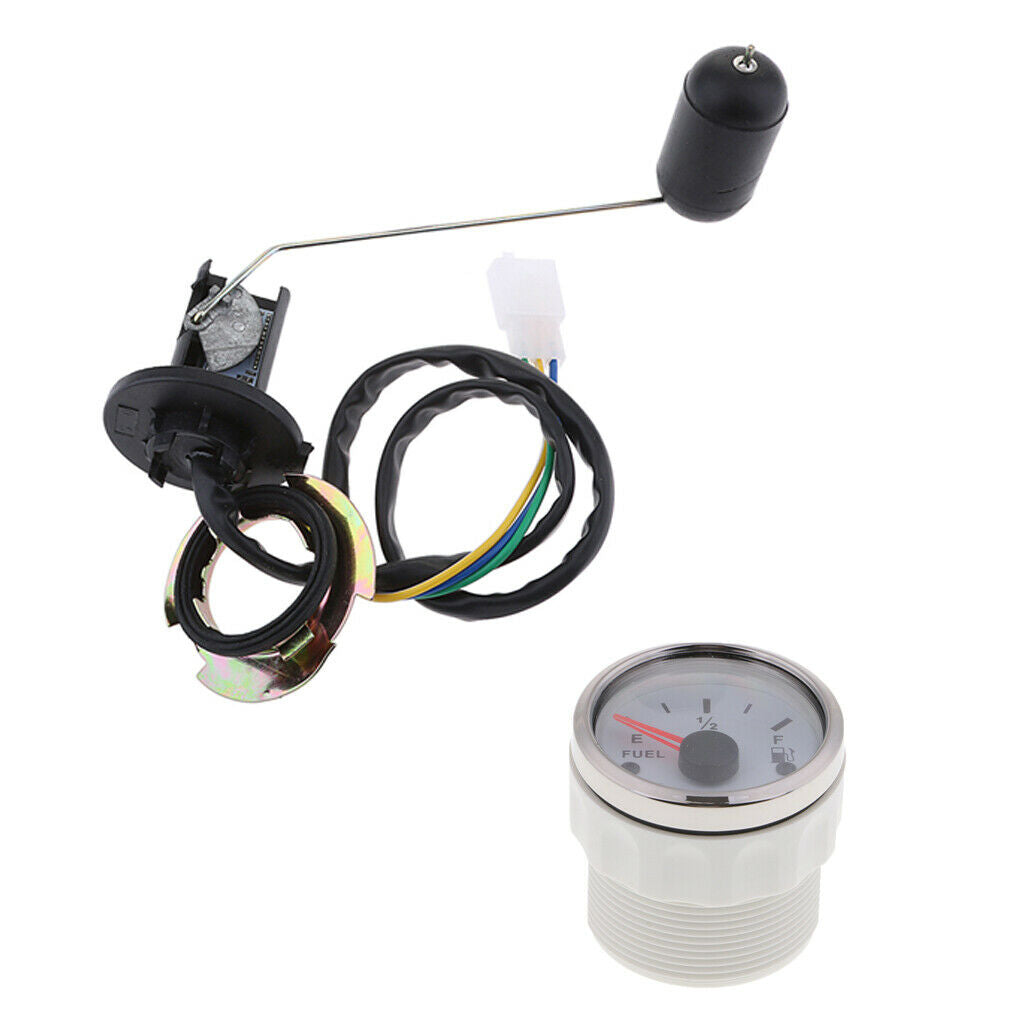 White 52mm Marine Boat Digital Fuel Level Meter Gauge With Fuel Sensor Kit
