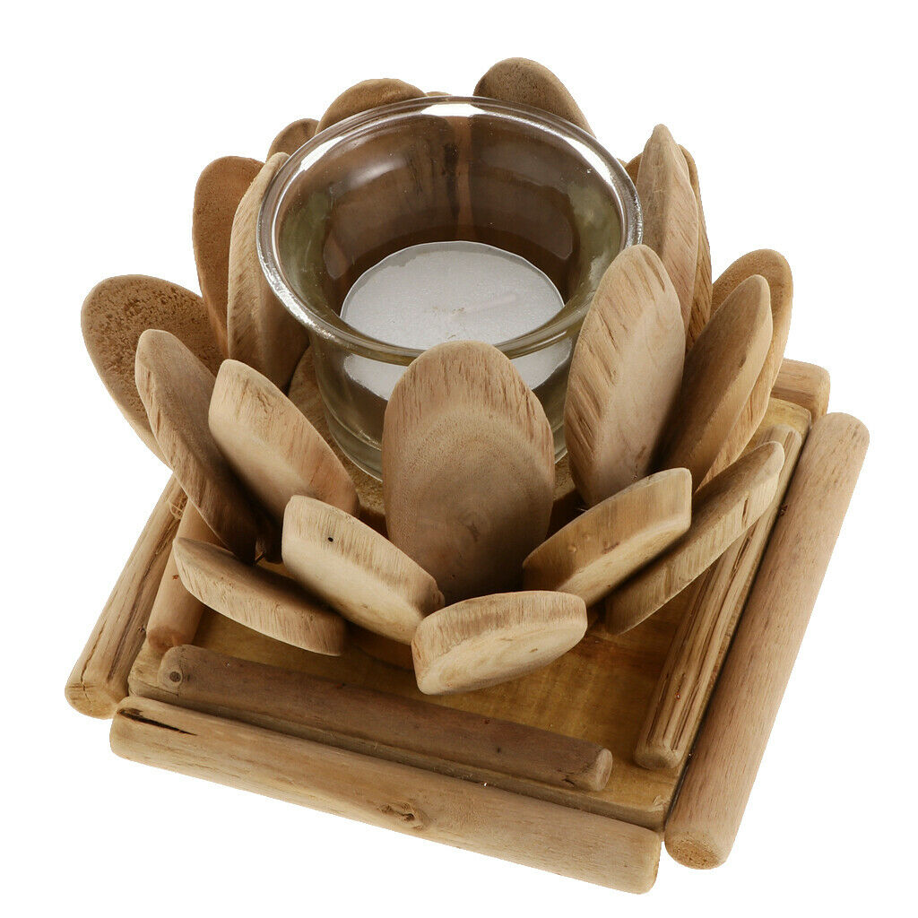 Lotus Candle Holder, Wooden Tealight Holders Handmade Ornaments Votive Holder