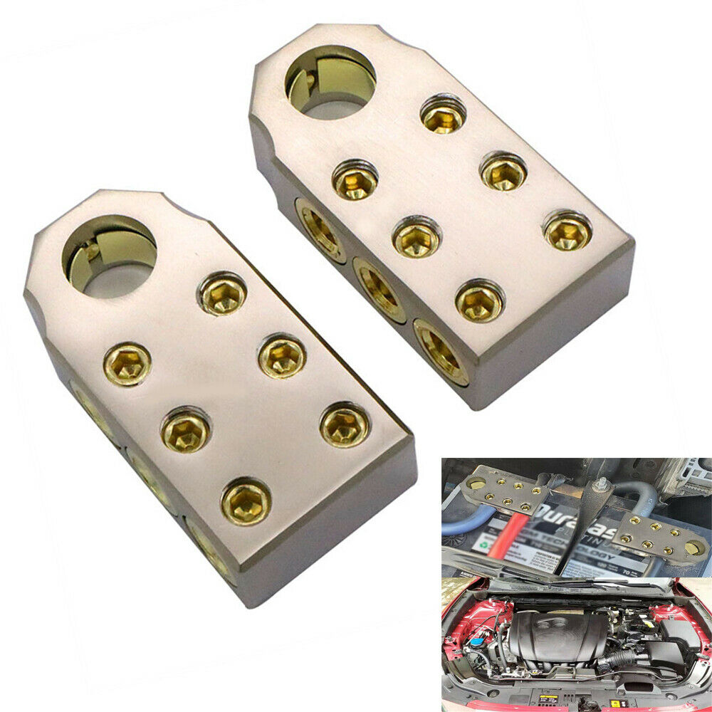 2 Car Truck Battery Terminal Clamp Post 1/0 2/0 AWG Gauge Positive Negative Port