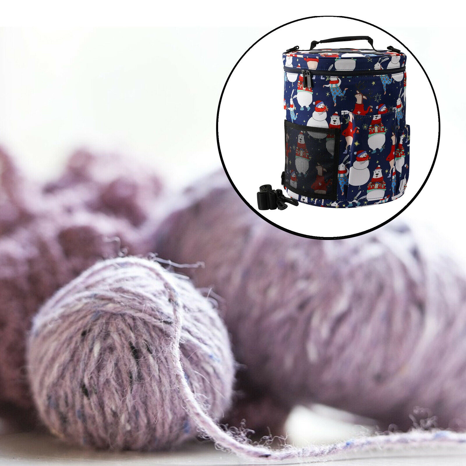 Knitting Bag Yarn Tote Crochet Hooks Storage Organizers for Project Supplies