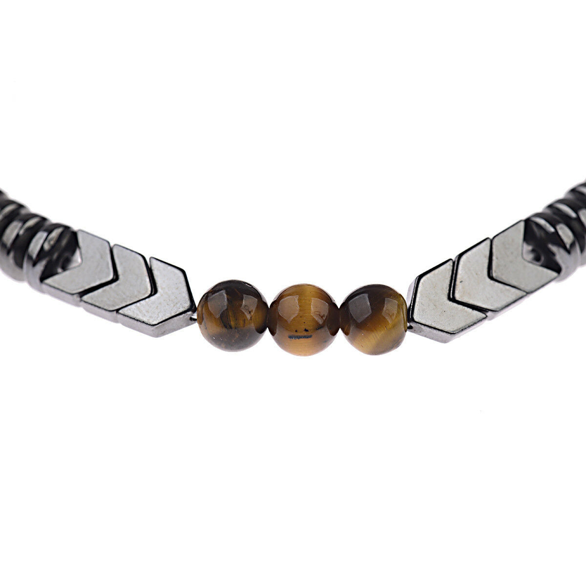 Men Women Natural Matte Onyx Bead Hematite Arrow Tiger Eye Stone Energy Bracelet