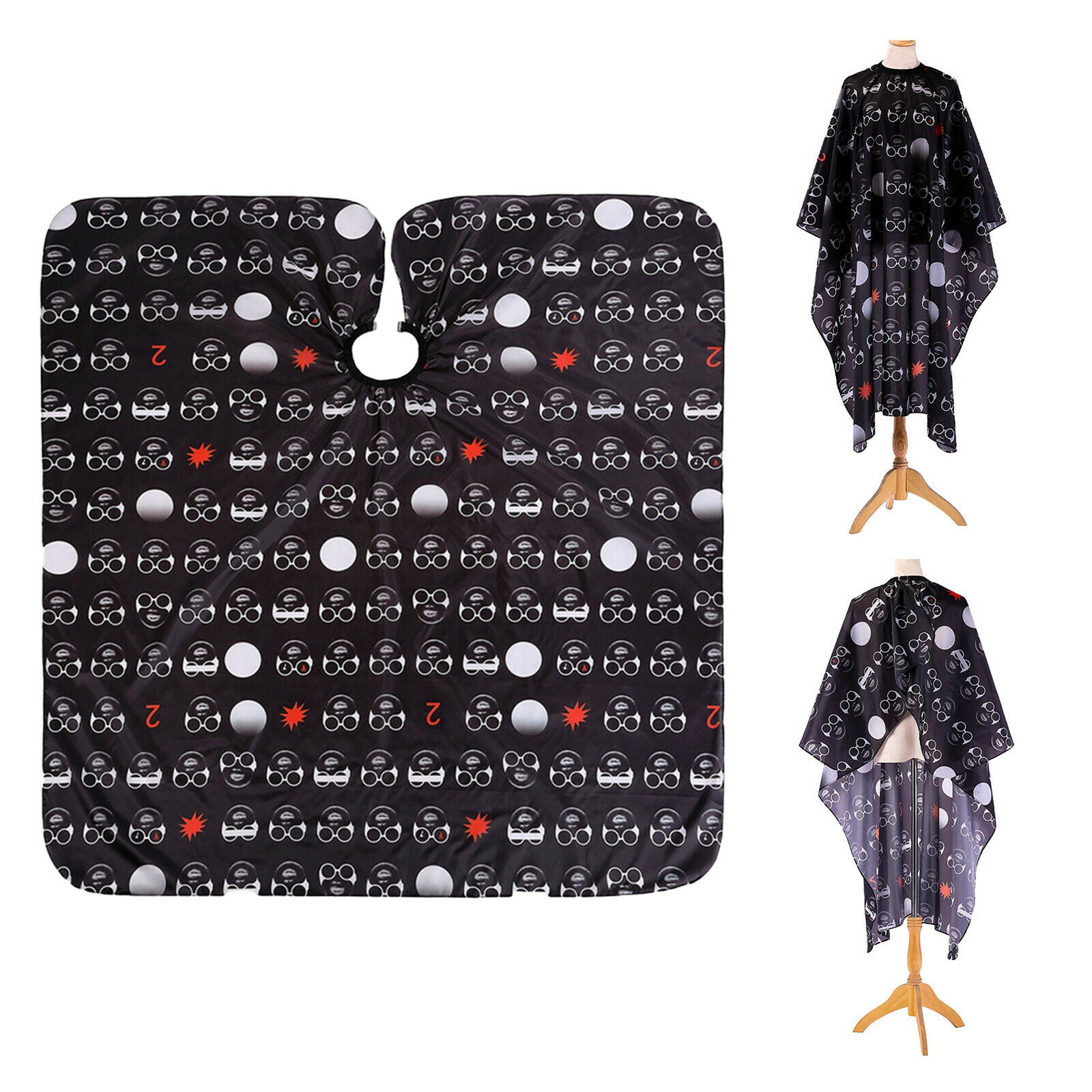 160x140cm Hair Cutting Styling Cape Cloth Glasses Print with Snap for Adults