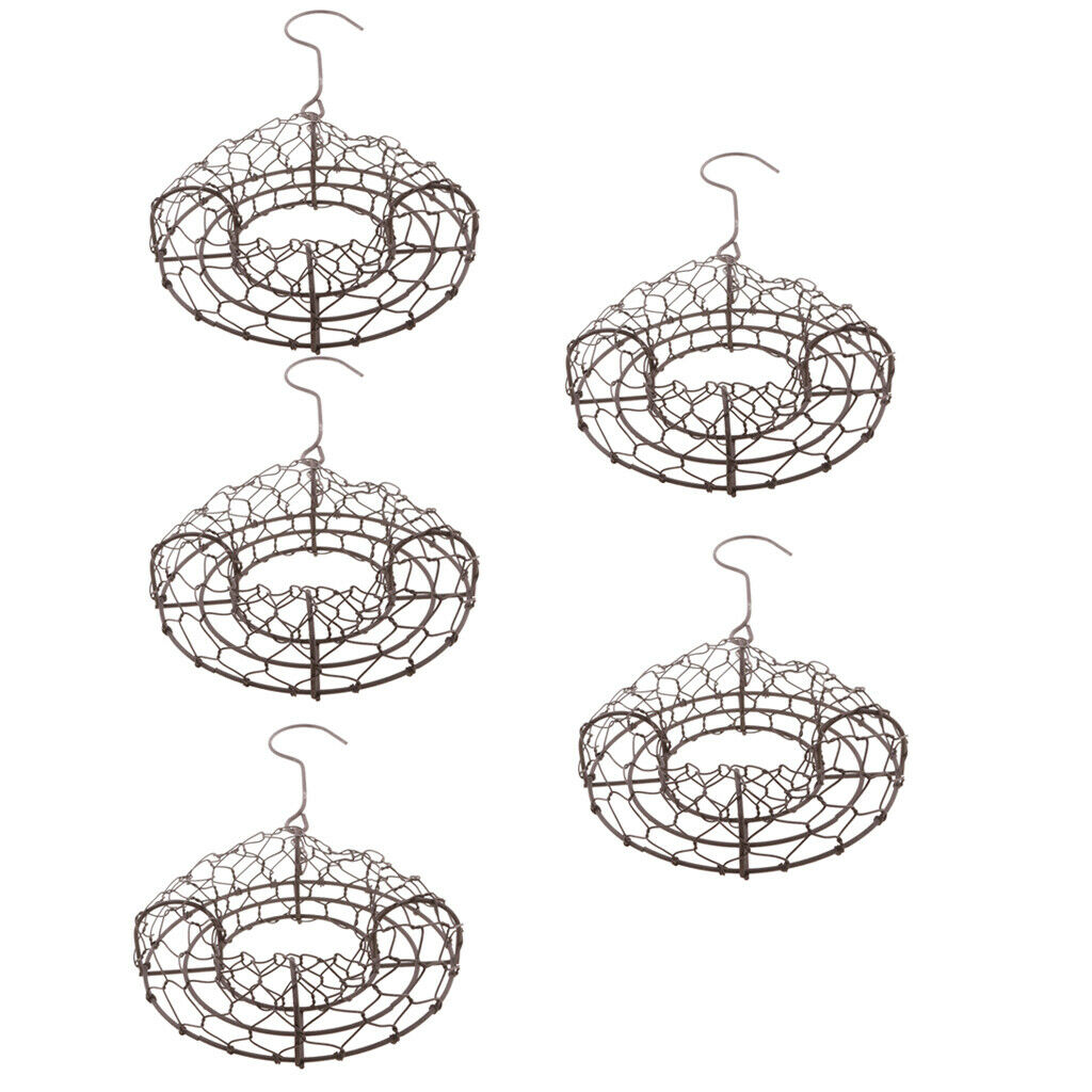 5pcs Rustic Iron Succulent Plants Wire Wreath Frame Flower Pot Hanging Wall Air