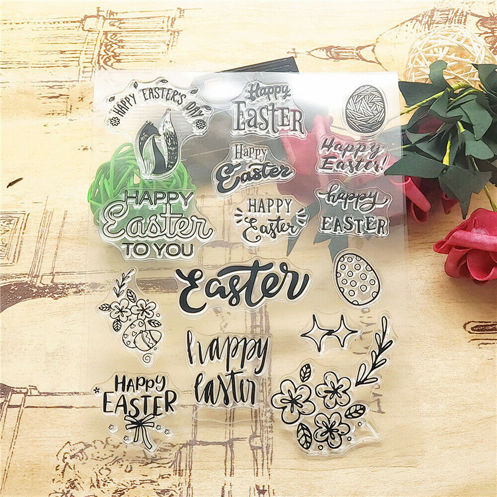 Happy Easter Clear Stamp Transparent Seal Scrapbooking Embossing Card Making DIY
