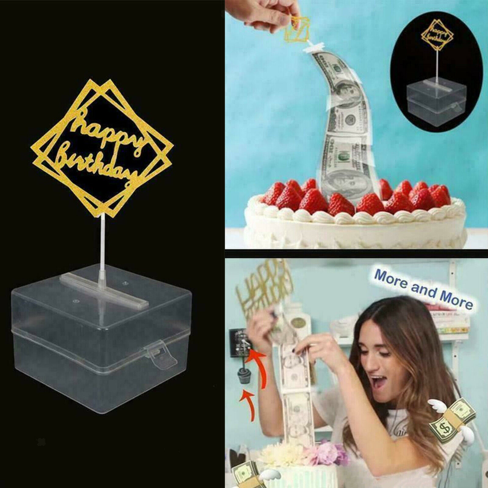 Clear Pulling Money Box 20 Transparent Bag Connected Pockets for Cake Decor