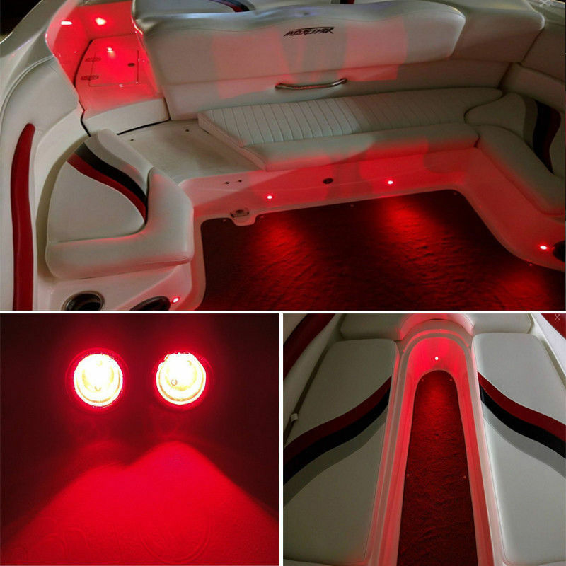 4x Red LED Boat Light Waterproof 12v Outrigger Transom Underwater Loadrite