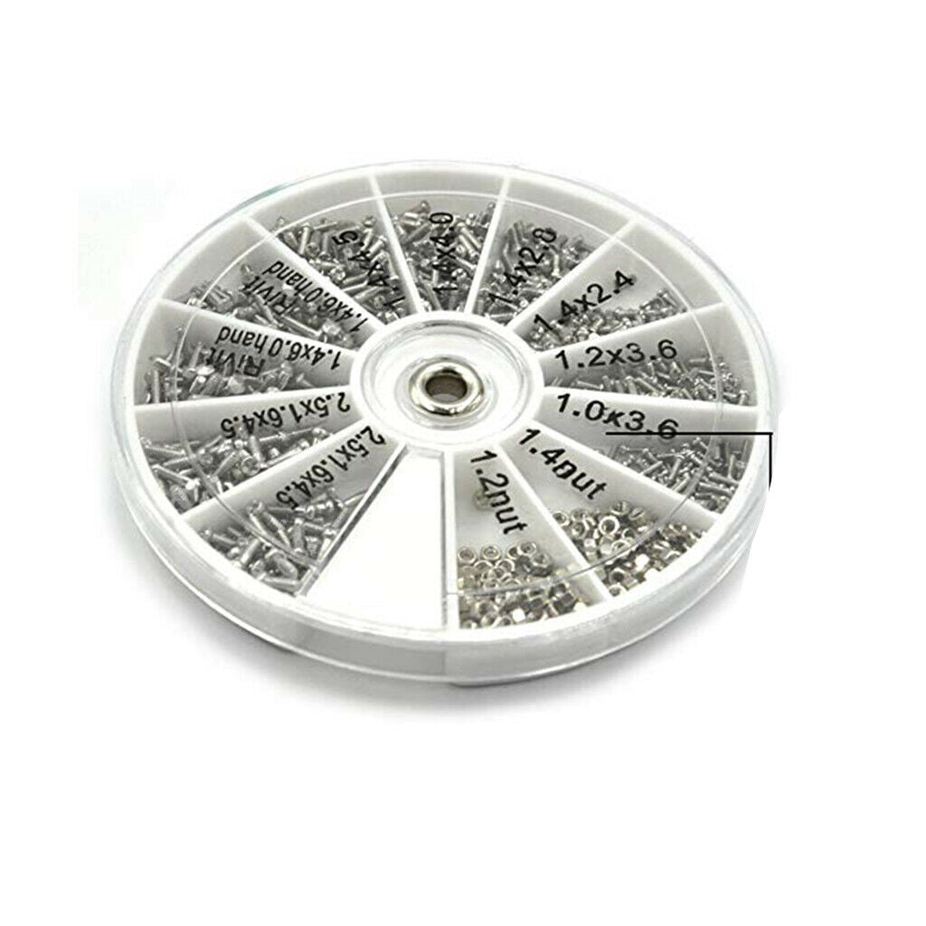 600x Eyeglass Screws Nuts Kit with Micro Screwdriver Watches Repair Tool Kit