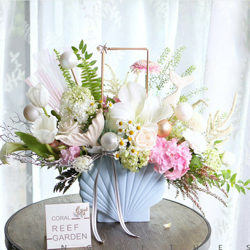 Novelty Shell Wedding Flower Girl Basket Flower Pot Garden Cafe Ornaments