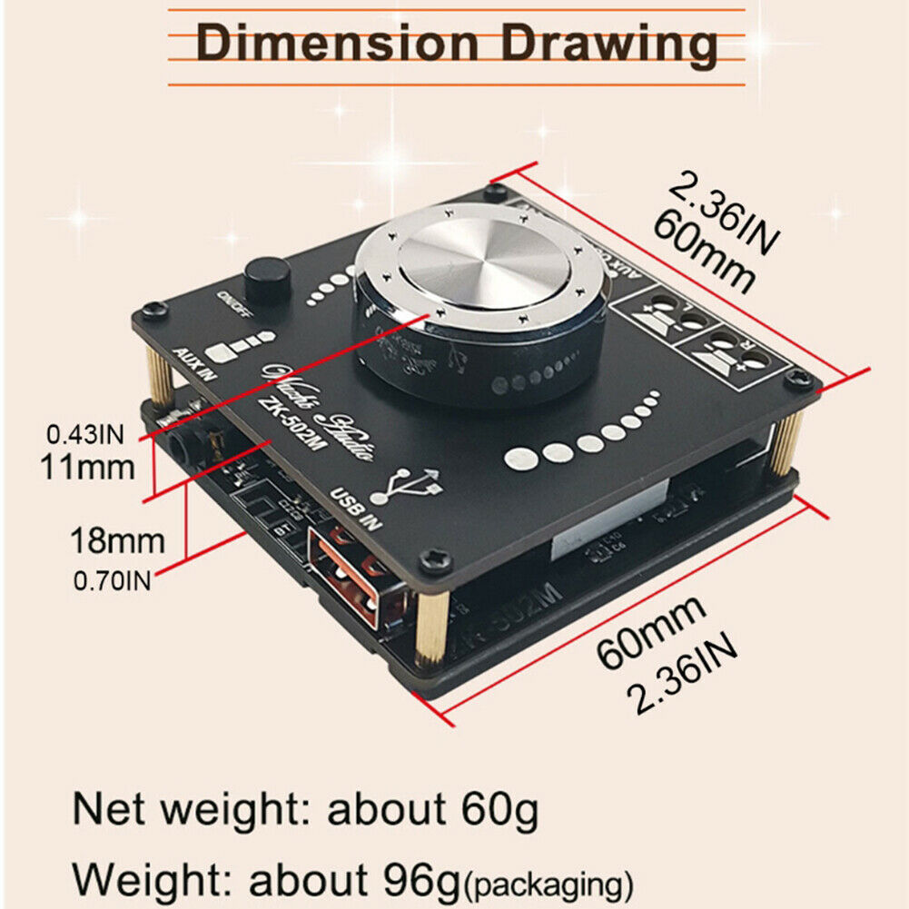 Mini Bluetooth 5.0 Power Audio Amplifier Board Stereo Music Amplificad Module @