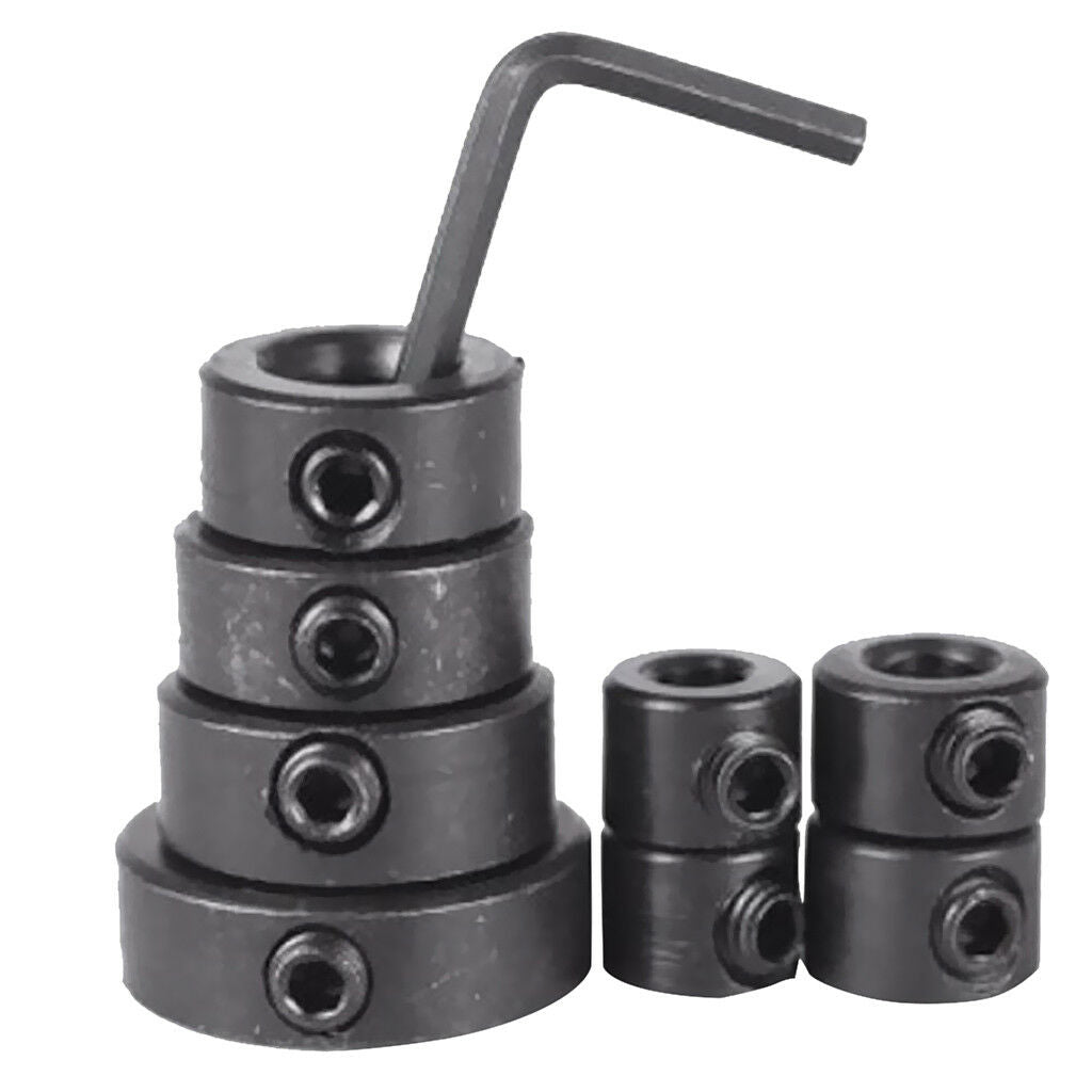 8Pcs Drill Depth Stop Collars Ring Dowel Shaft Chuck +Hex Wrench Woodworking