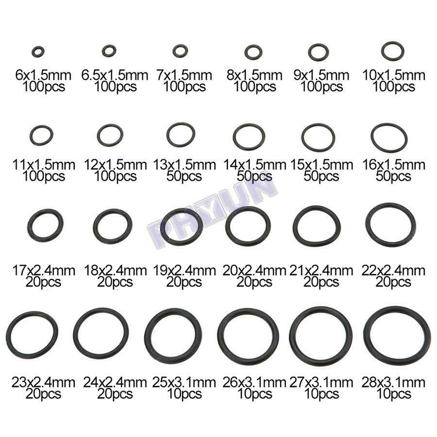 1200x Car O-Ring Assortment Set 1.5mm 2.4mm 3.1mm Automotive Seal Kit Universal