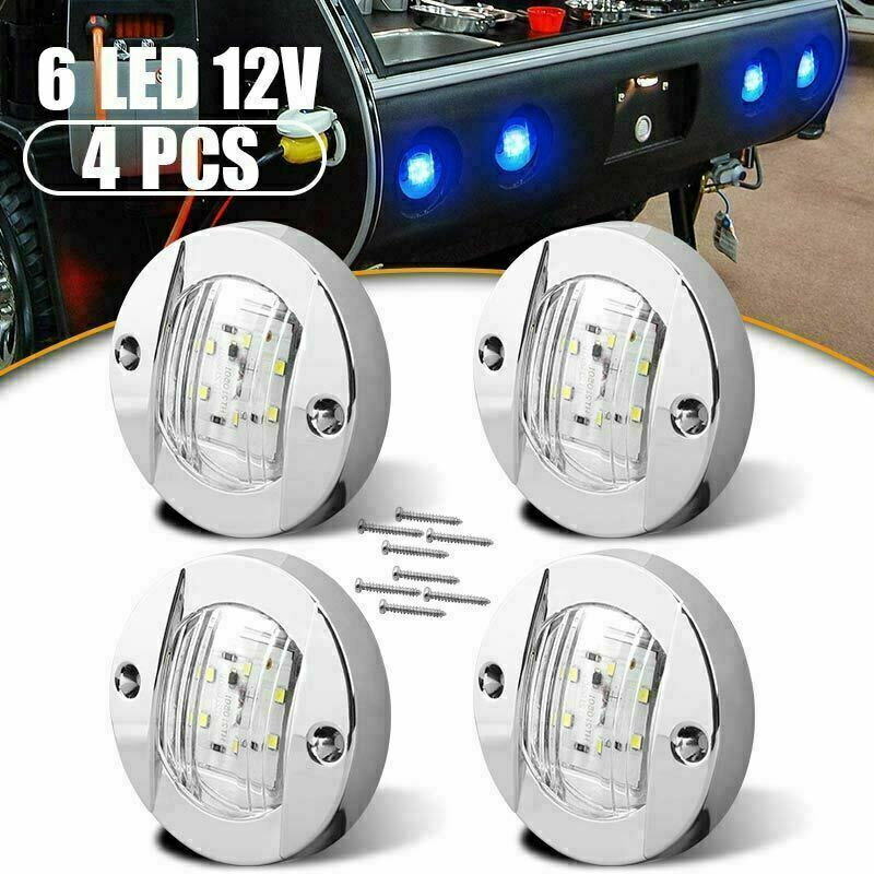 4X Blue 3" Round LED Side Marker Lights For Truck Trailer  Waterproof Clearance