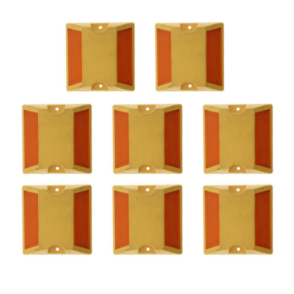 8pcs Commercial Road Marker Reflector for Pavement Driveway One-Way Yellow