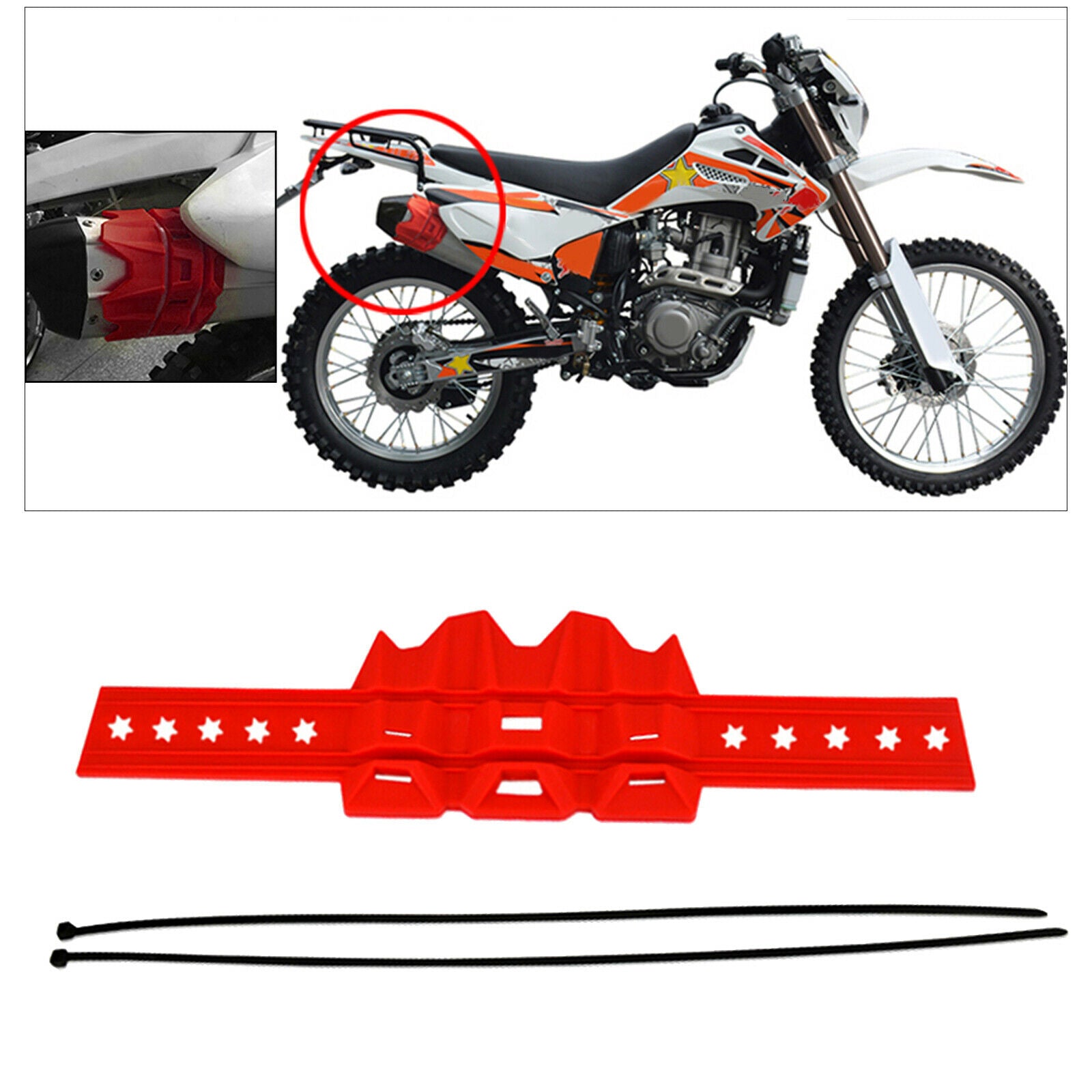 Motorcycle Exhaust Muffler Silencer Protector Exhasut System Motorcross Red