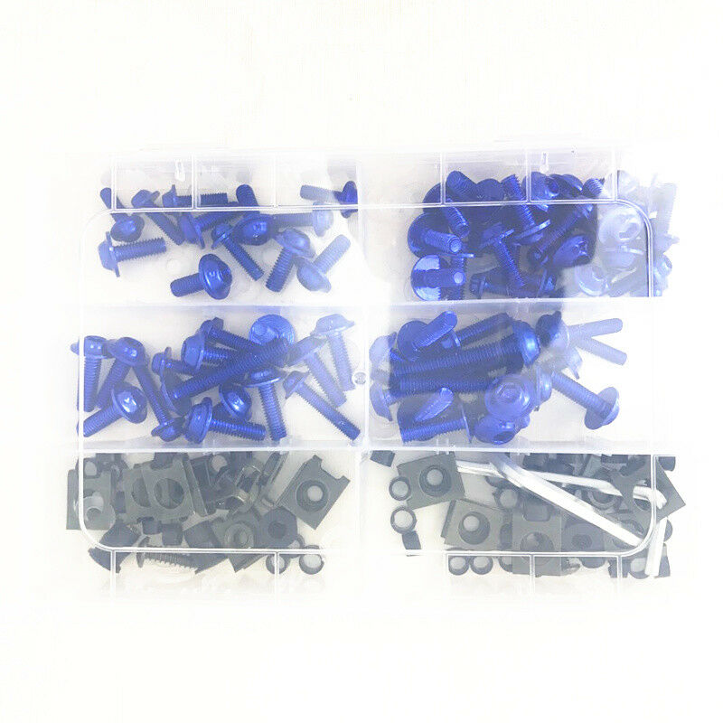 177x Motorcycle Windscreen Fairing Bolts Boxed Fastener Clips Hardware Kit Blue