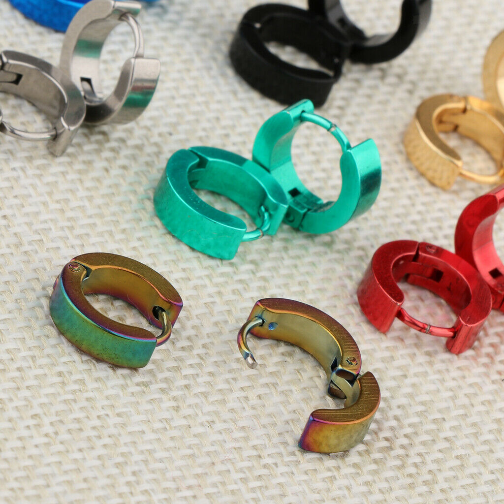 7 Pairs Unisex Huggie Hoop Stud Earrings Jewelry Round Ear Snap Hippy