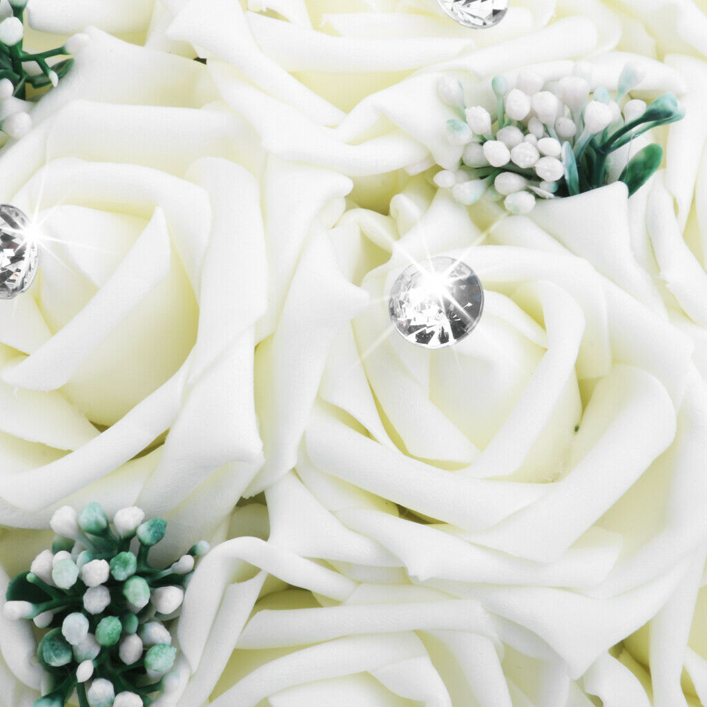 Ivory Artificial Rose Bouquet for Wedding Bridal Bridesmaid Flower Girls