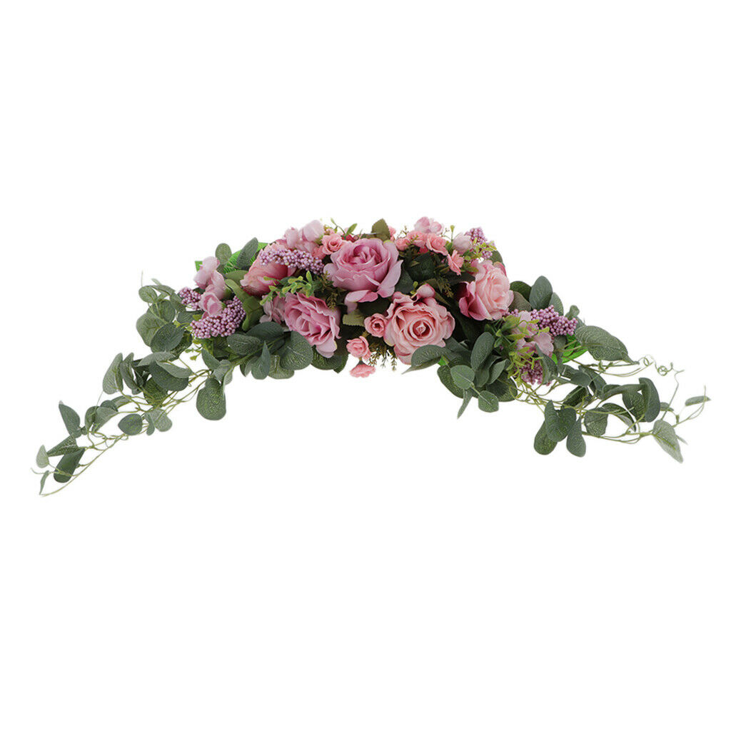 Artificial Flower Door Lintel Wreath Garland Window Door Decor Pink
