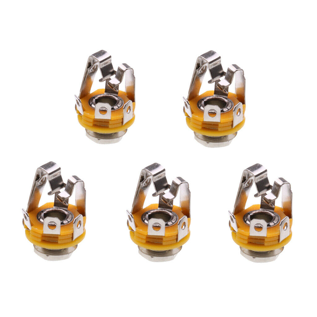 Pack of 5 Electric Guitar/Bass Pickup 6.35mm Stereo Input Output Sockets