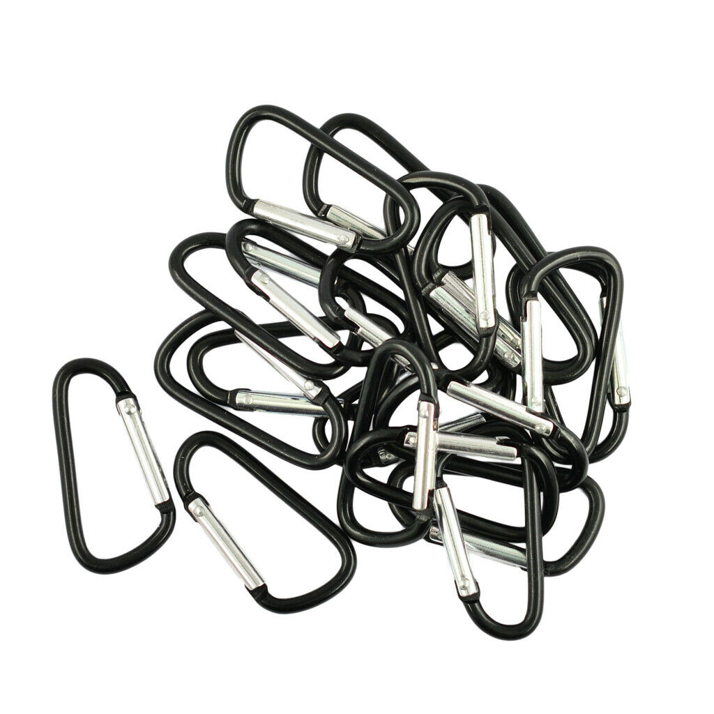 20x Mini Climbing Carabiner Buckle Snap Spring Clip Hook Keychain Black