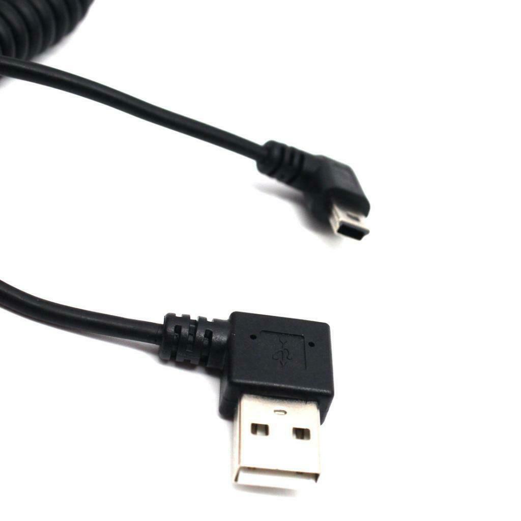 90 Degree Angled USB 2.0 A Male to Left Angle Mini B 5p Male Spring Cable