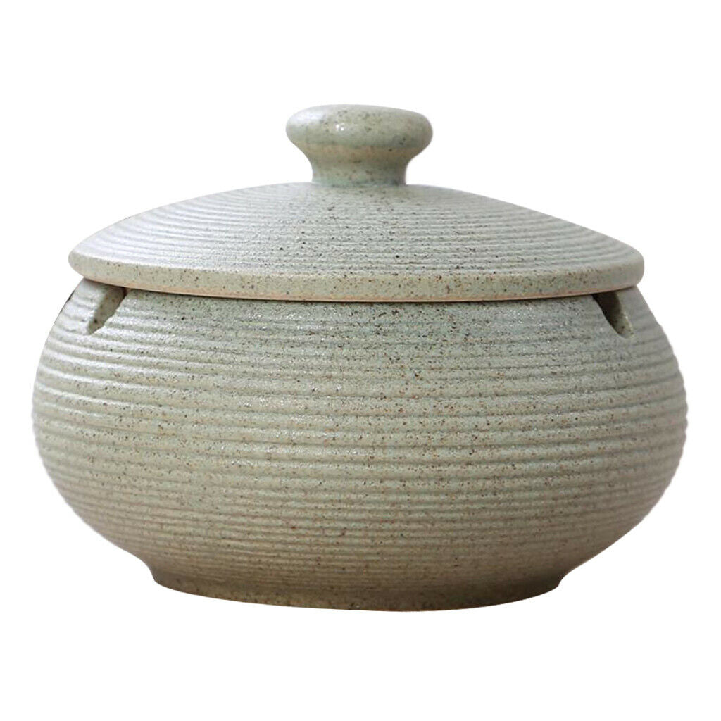 Nordic Ashtray Ceramics Ashtray with Lid for Indoor Outdoor Use Light Blue