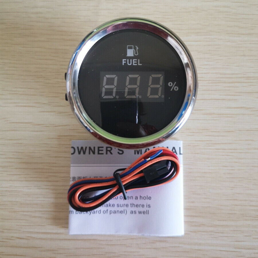 52MM Black Digital Fuel Level Gauge 0-30 ohms 9-32VDC For Car Truck Boat Red LED