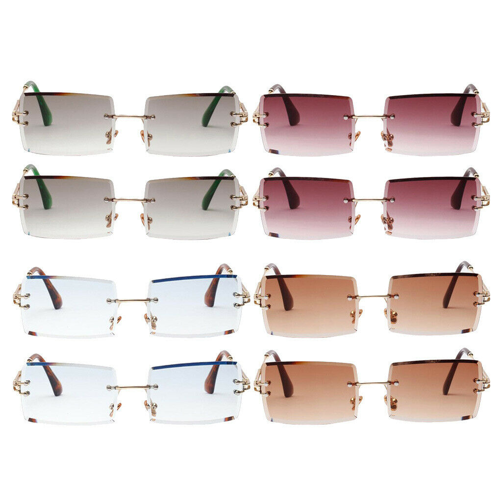 8 Piece Womens Rimless Sunglasses Classic Designer Tinted Lens Eyewear