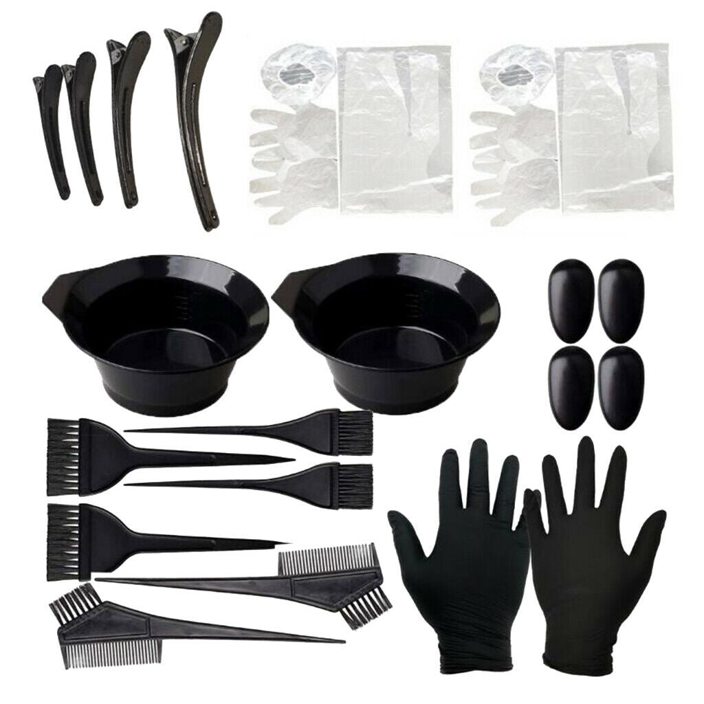 22 Pieces Salon Hair Color Kits DIY Tools Brush Comb Cape Mixing Hair Clips