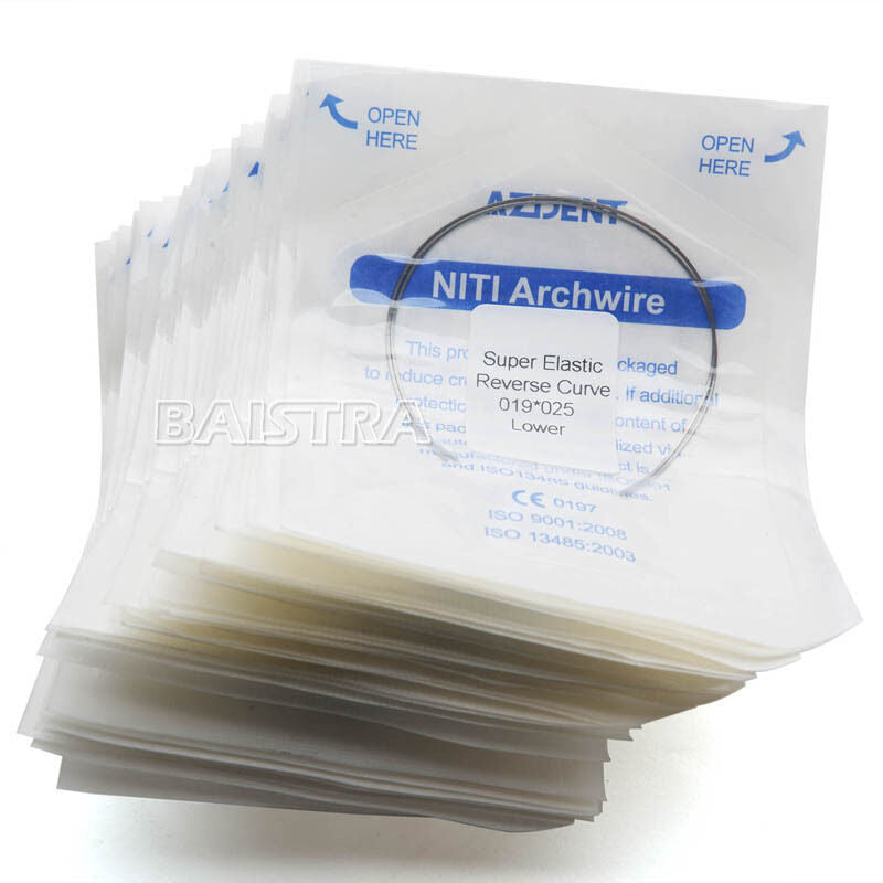 50 Packs AZDENT Dental Orthodontic Niti Reverse Curve Rectangular Arch Wires