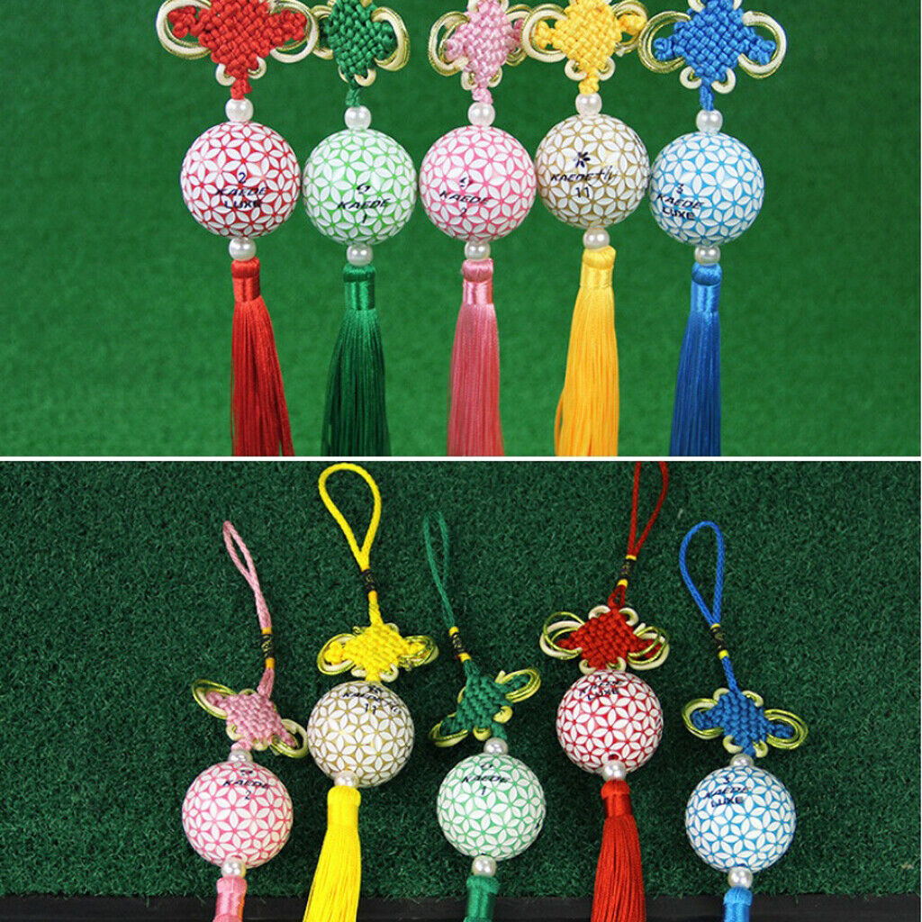 Chinese Knot Tassel with Golf Ball Home Car Office Hanging Decoration Red