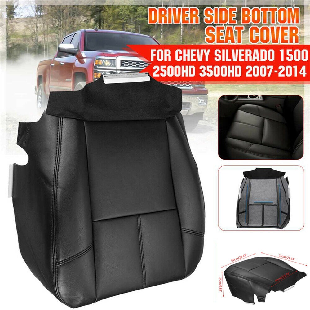Black Leather Car Front Seat Cover For 2007-13 Chevy Silverado 1500 2500 3500 HD